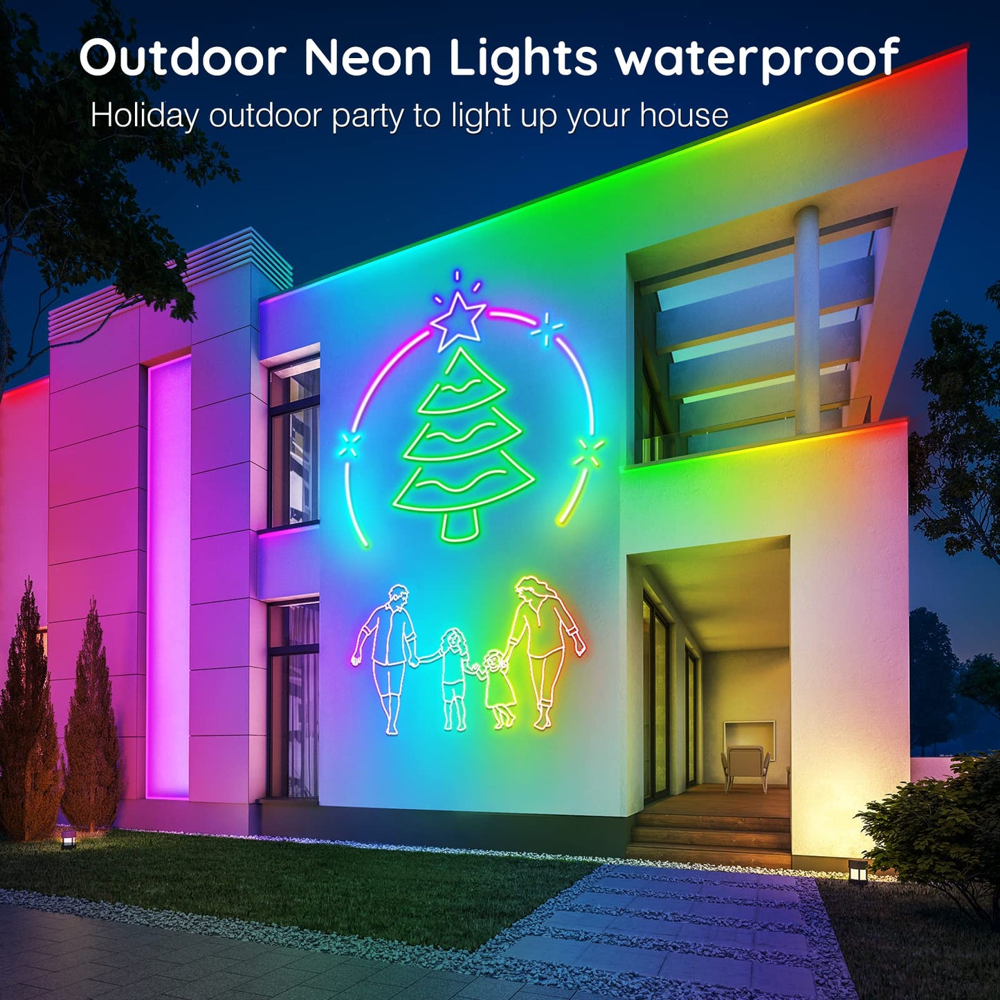 32.8ft RGB LED Neon Rope Lights, App & Remote Control, Music Sync, Flexible, Multiple Modes, IP65 Outdoor Waterproof Strip