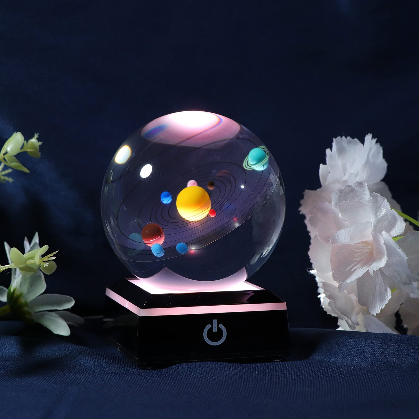 3D Solar System Crystal Ball 80mm - Astronomy Decor, Planet Lamp, Science Gifts for Men, Dad, Teacher, Birthday Night Light