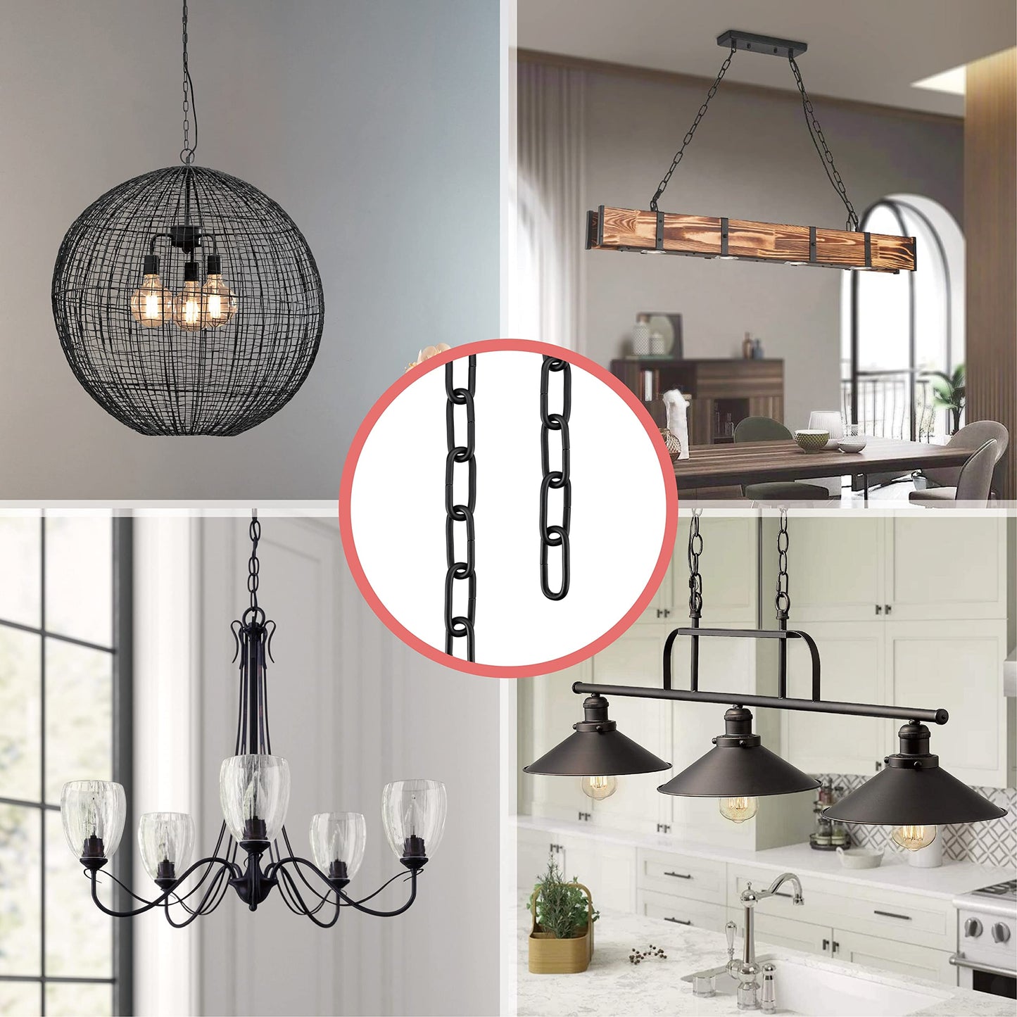 Aspen Creative Heavy Duty Steel Chain with 2 Quick Links, 1 ft, 8 Gauge, Oil Rubbed Bronze for Lighting, Swag Lights & Plants