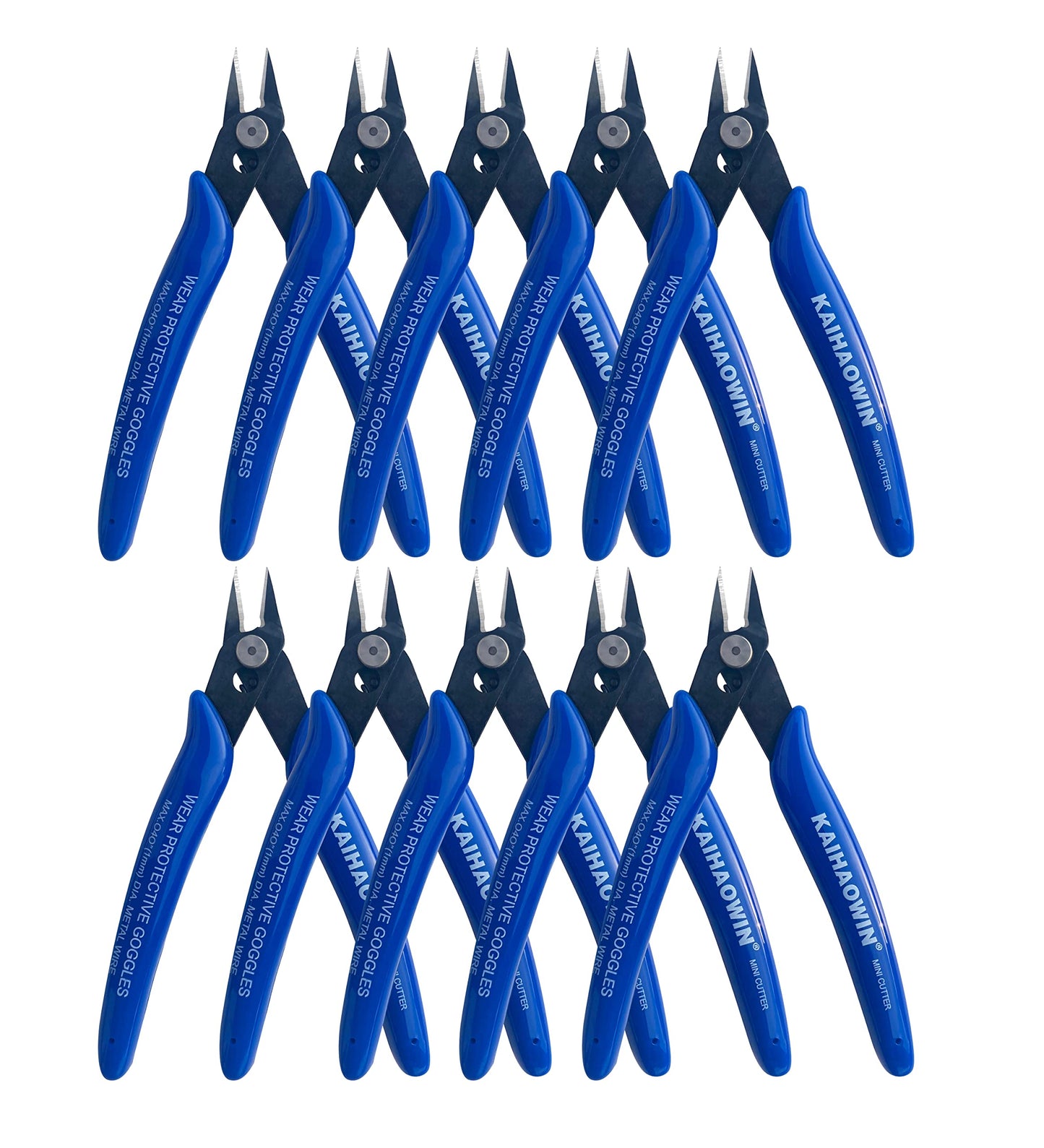 KAIHAOWIN 10-Pack 170 Small Wire Flush Cutters – Diagonal Cutting Pliers, Side Cutters for Electronics, Floral, Model, Copper Wire