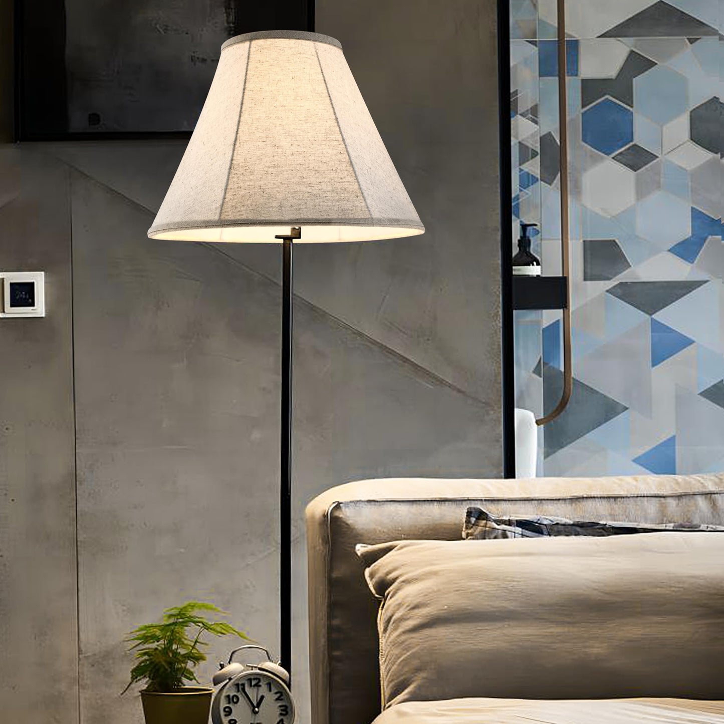 GOSO Set of 2 Beige Linen Bell Lampshades, 6"x13"x9.8", Spider Fitter, for Table & Floor Lamps, Assembly Required