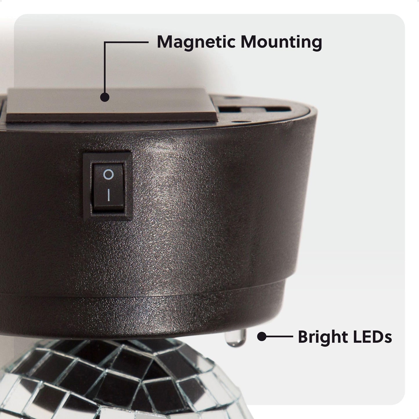 U Brands Magnetic LED Disco Ball Light, Disco Ball Locker Accessories, Black and Silver