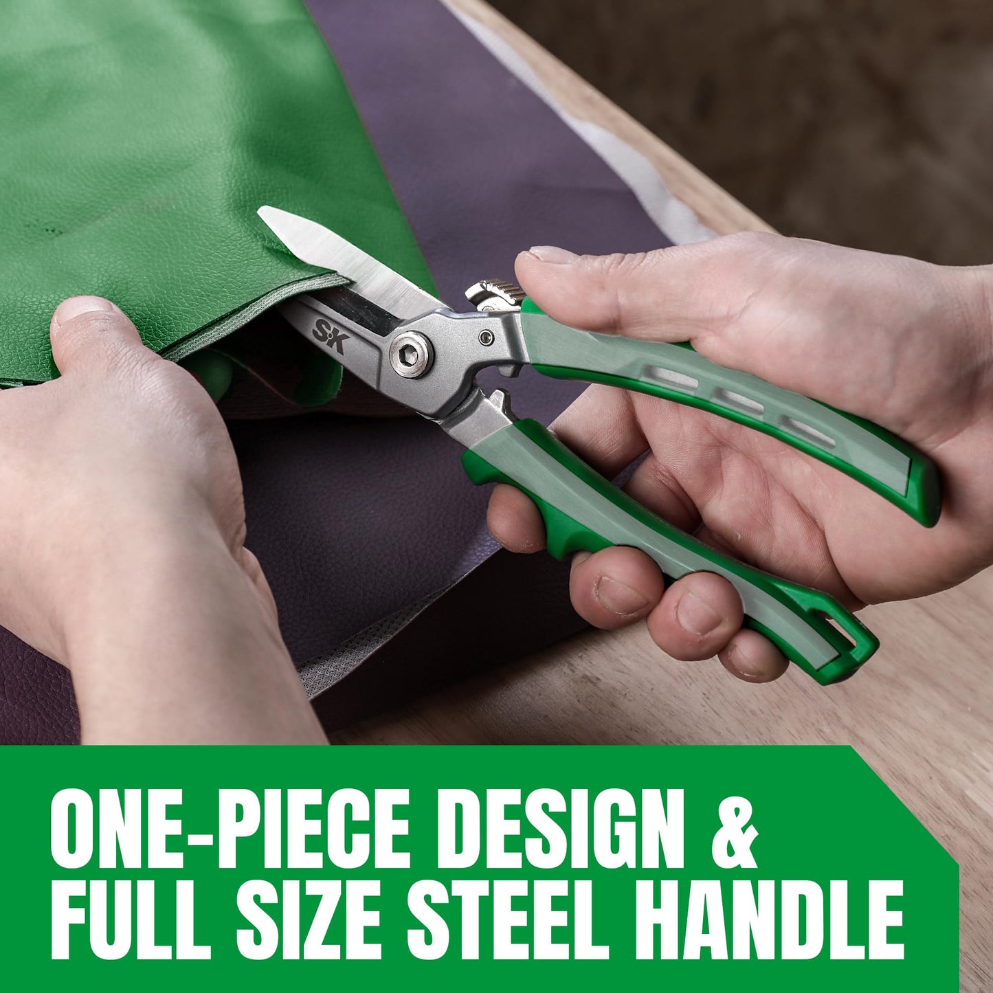 SK 8" Heavy Duty Scissors, All Purpose Shears, Drop Forged CR-V Blades with Safety Lock, Comfortable Grips