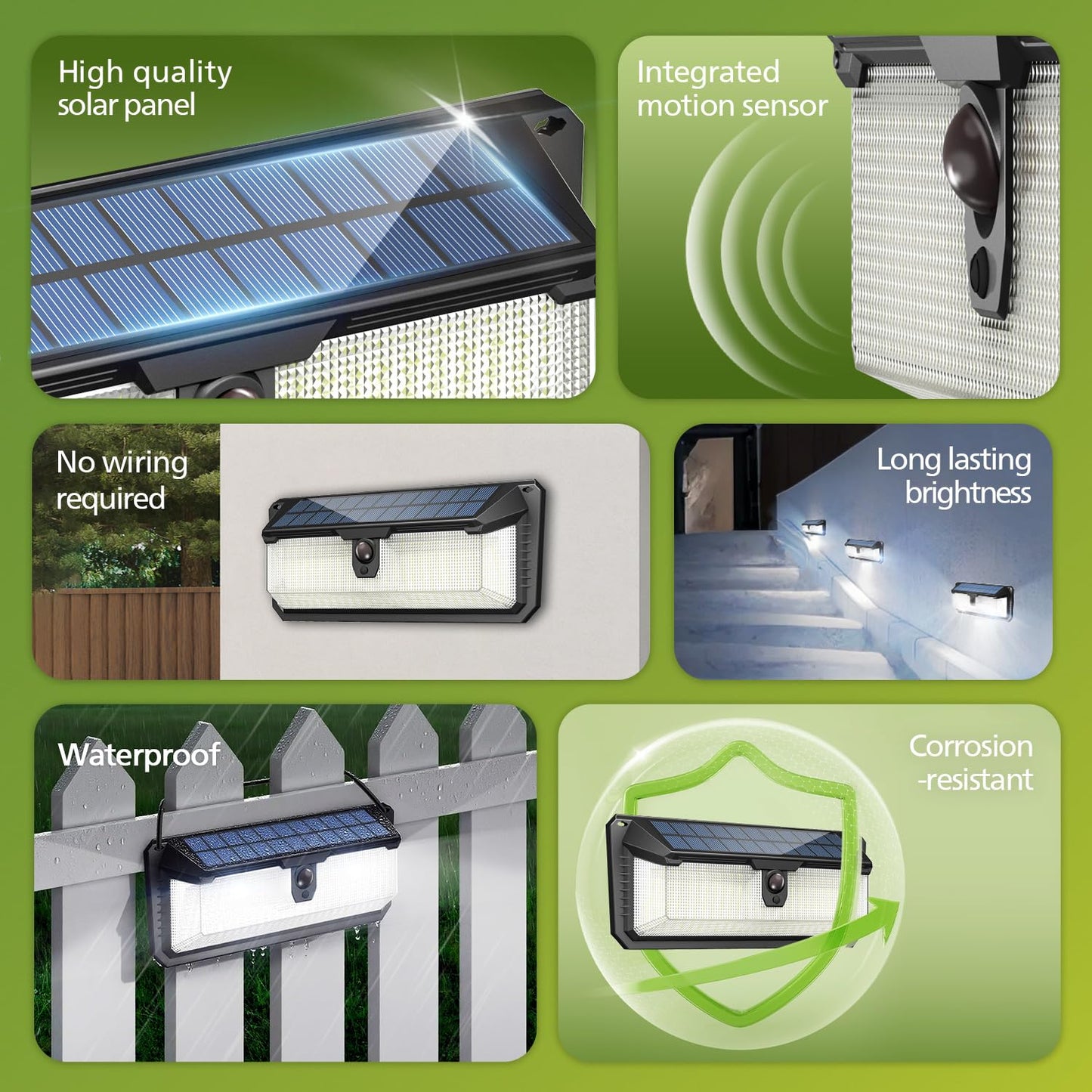 Philips Solar Motion Sensor Lights, 258 LEDs, Outdoor Waterproof Security Light with 3 Modes for Yard, Garden, Fence & Garage