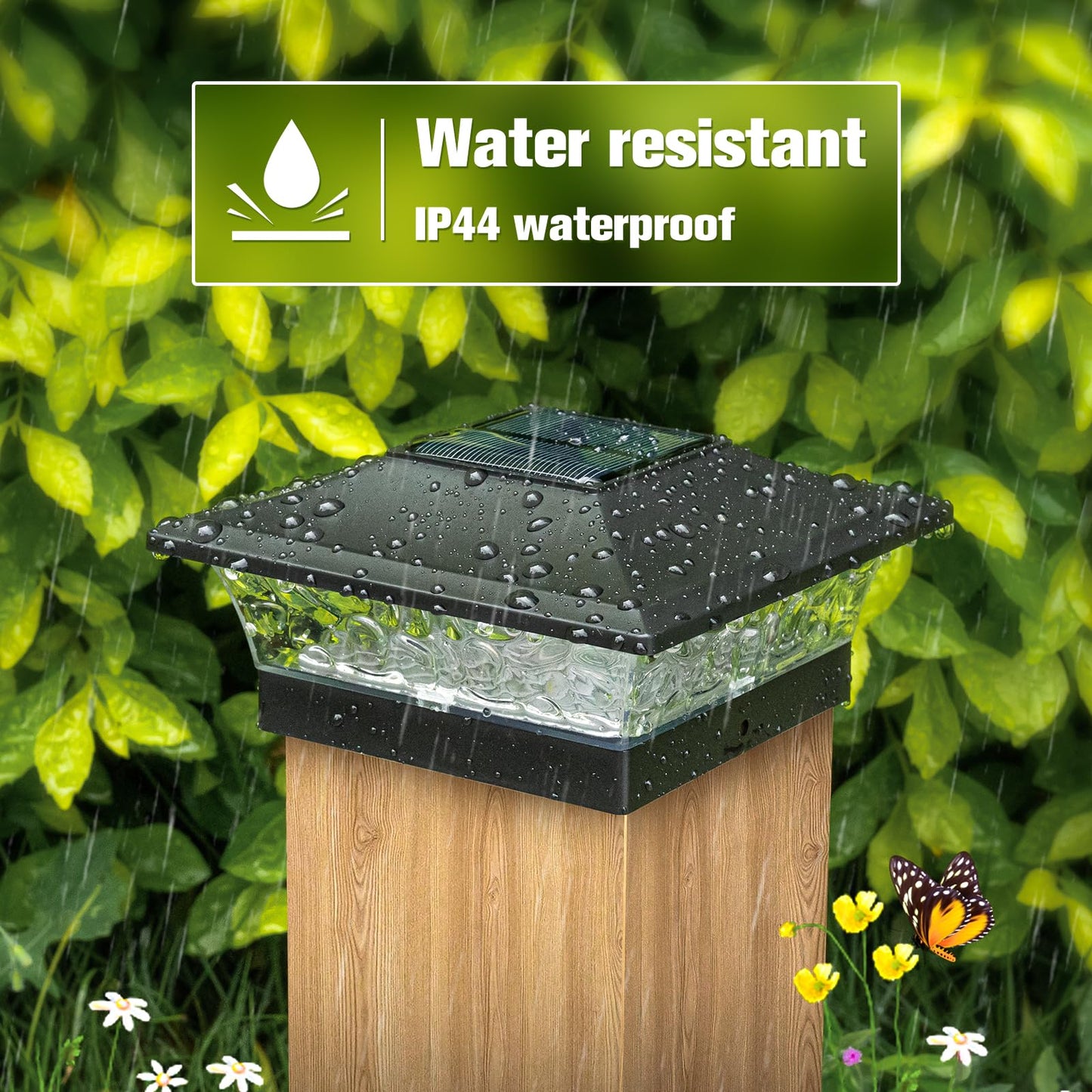 VOLISUN Solar Fence Post Cap Lights, 12 Pack, Warm White, 2 Modes, Waterproof, ABS Lens, Fits 4x4 & 6x6 Wood/Vinyl Posts, Black