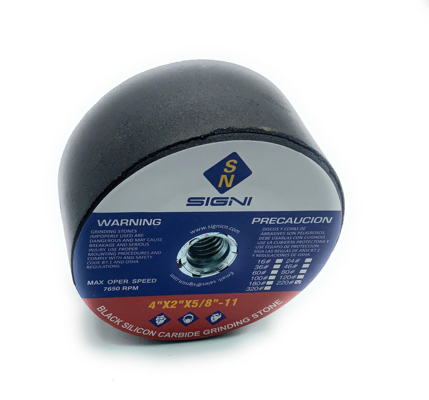 SIGNI 4 inch Silicon Carbide Grinding Stone with 5/8 Arbor for Grinding Masonry (220 Grit)