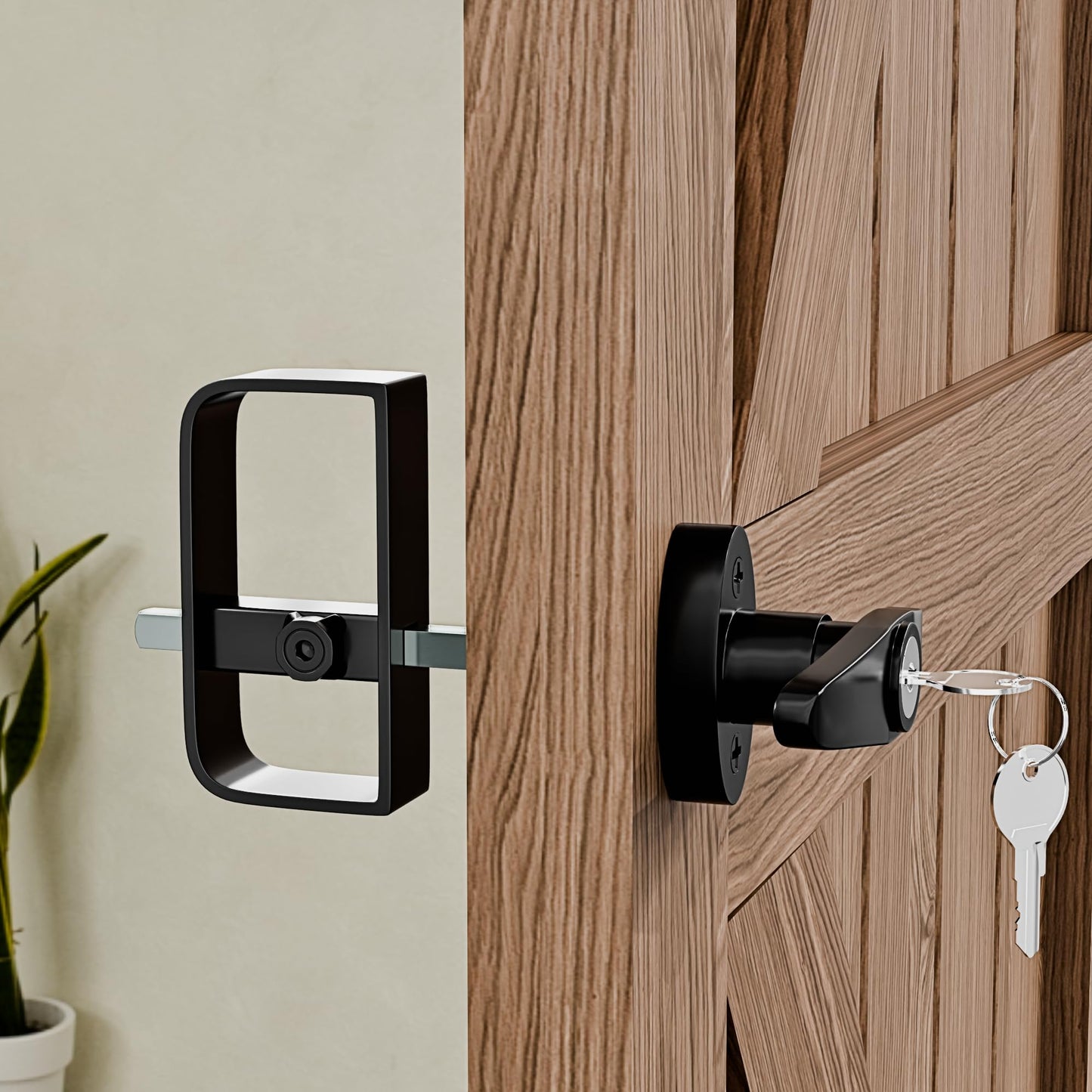 KABMOZ Shed Door Latch,2 Keys,Shed Door T Handle Lock,5-1/2" Steam,Storage Barn Shed Door Hardware Lock Set for Playhouses, Chicken Coops,Camper,Black