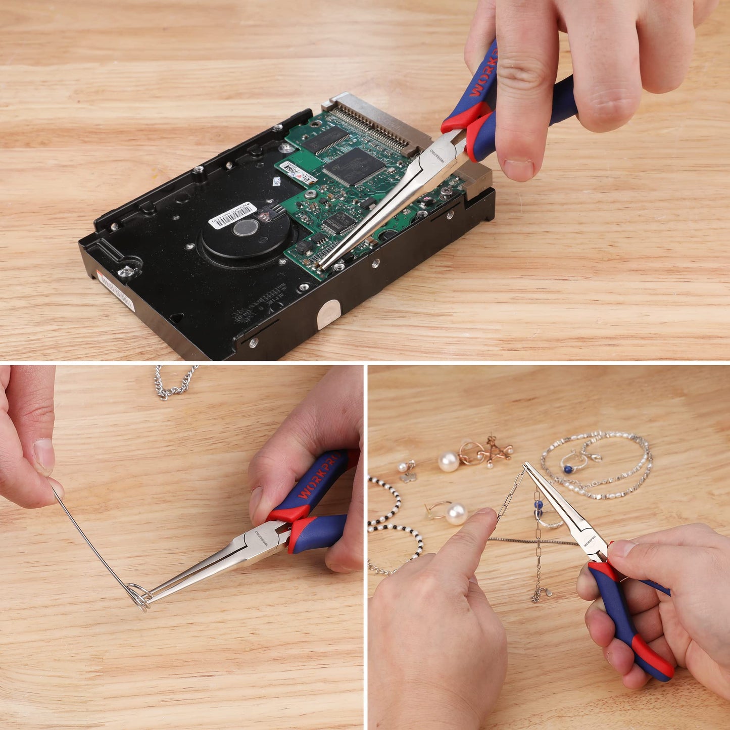 WORKPRO 6-Inch Needle Nose Pliers, Smooth Jaw Mini Long Nose with Comfort Grip Handles for Jewelry, Wire Wrapping & Crafts