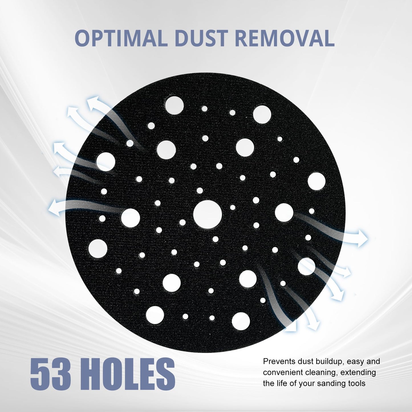 WOTAHI 6 Inch 5-Piece Orbital Sander Interface Pads, 53 Holes Hook and Loop Interface Buffer Pads, Soft Foam Sanding Pads for Orbital Sander