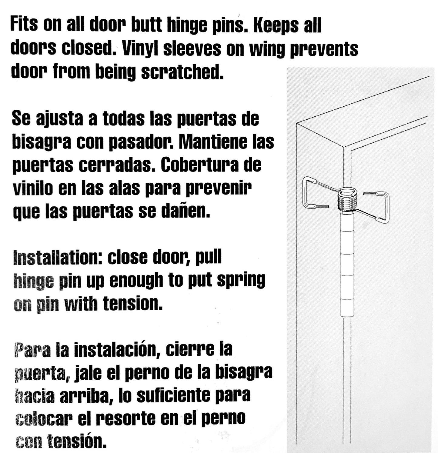 Spring Hinge Door Closer, Fits on Most Door Butt Hinge Pins, 2-Pack