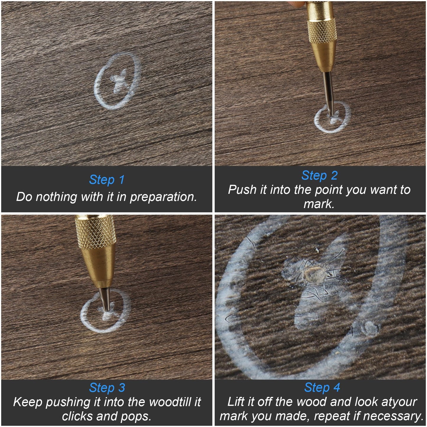 2PCS Automatic Center Punch 5-Inch Spring Loaded Punch Tool, Adjustable Impact, Heavy-Duty Steel Marker for Metal Wood Glass by RNSXYAT