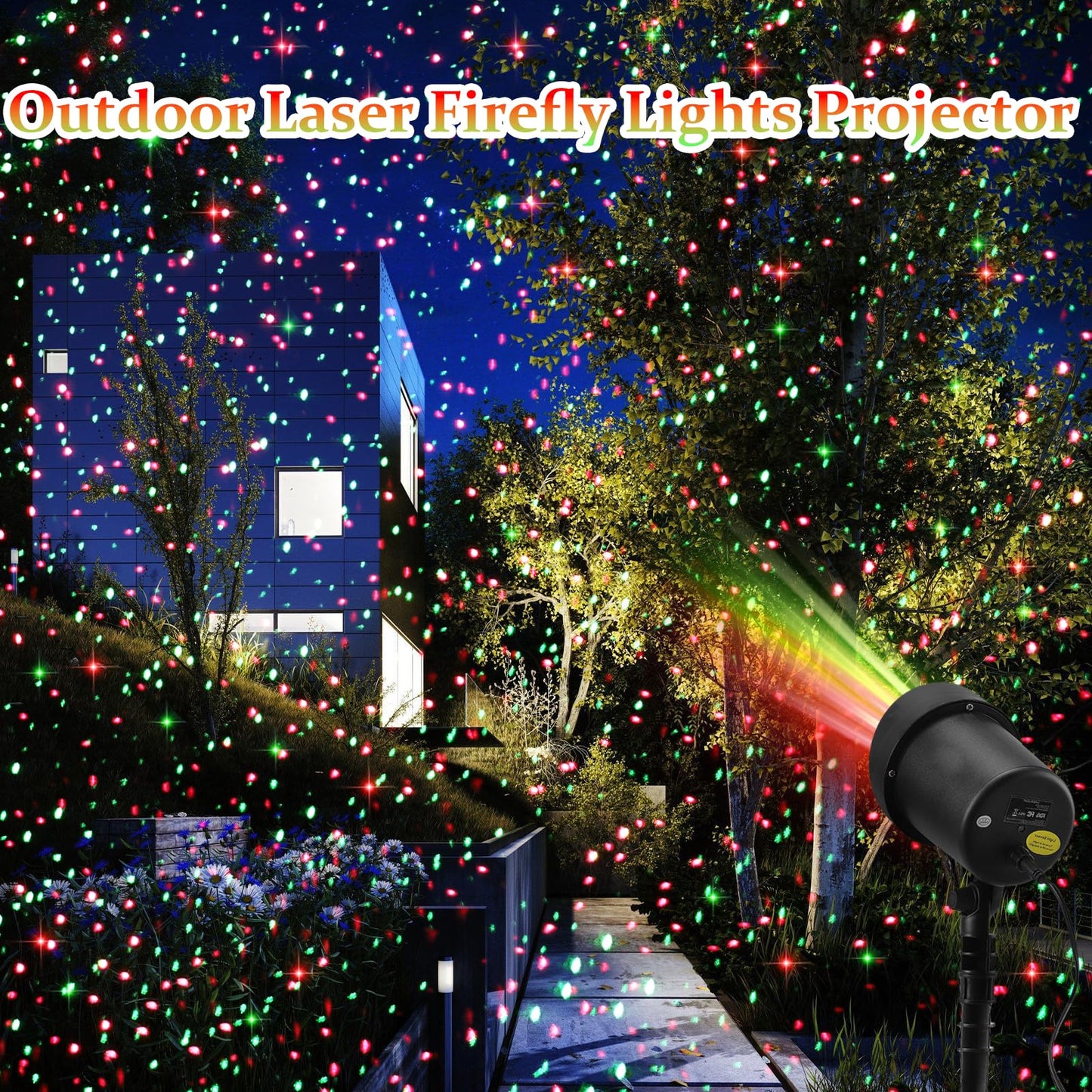 Outdoor Laser Christmas Lights Projector – Red & Green Stars, Motion & Dynamic Patterns for Holiday Home & Wall Decoration