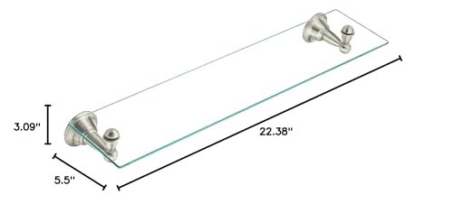 Moen DN6890BN Sage 22.75-Inch Wide x 5-Inch Deep Decorative Glass Bathroom Vanity Shelf, Brushed Nickel