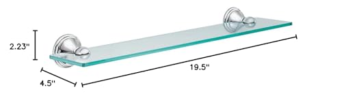 Moen DN8490CH Preston Collection 19.5-Inch Wide x 4-Inch Deep Decorative Glass Bathroom Vanity Shelf, Chrome