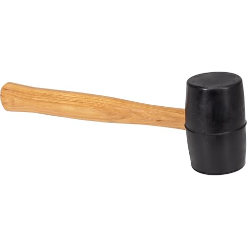 VAUGHAN Solid Rubber Mallet, Quality Rubber 20 oz Head, Made In The USA, Hardwood Handle, RM2B, VN57431