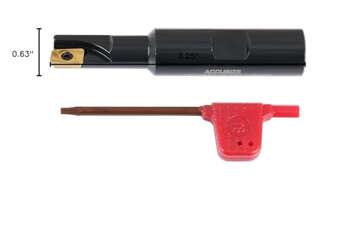 Accusize Industrial Tools 1/2'' 90 Deg Square Shoulder Indexable End Mill with Carbide Apkt11T3 Inserts, 0056-0913