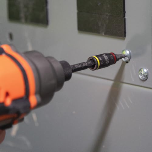 Klein Tools 32768 Impact Driver Set, 3-in-1 Socket & Bit Holder, Flip Socket with Nut Drivers, 1/4 & 5/16 Hex, 3- & 5-Inch, 2-Pc