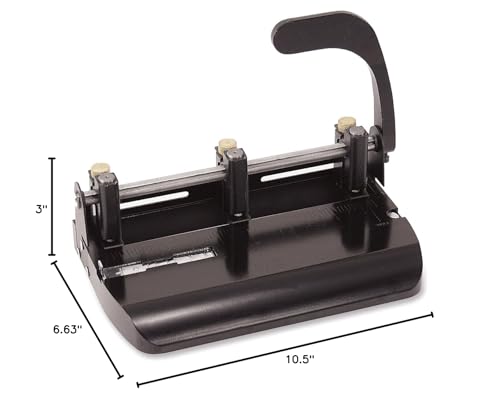 Officemate Heavy Duty Adjustable 2-3 Hole Punch with Lever Handle, 32-Sheet Capacity, Black (90078)