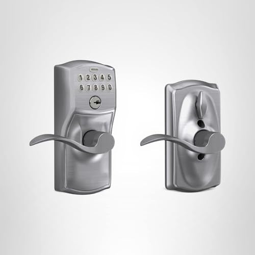 SCHLAGE FE595 CAM 626 ACC Camelot Keypad Entry with Flex-Lock and Accent Levers, Brushed Chrome
