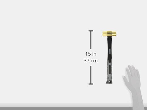 Titan 63216 2lb Solid Brass Hammer, Spark Resistant, Overstrike Protection, Shock-Absorbing Fiberglass Handle, Textured Grip