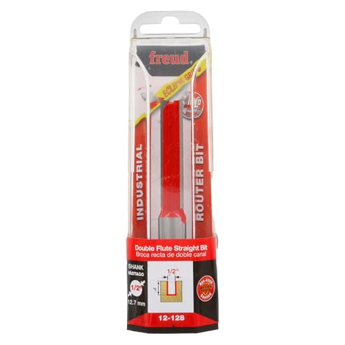 Freud 12-128 Double Flute Straight Bit, Eclipse Grind, Tico Hi-Density Carbide, 1/2" Shank, 2" H x 1/2" D x 4-1/8" L, 24k RPM