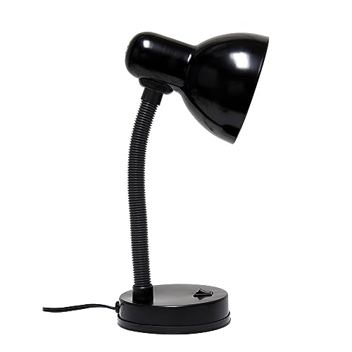 Simple Designs LD1003-BLK Basic Metal Desk Lamp with Flexible Hose Neck for Office, Living Room, Bedroom, College Dorm, Bookshelf, Black