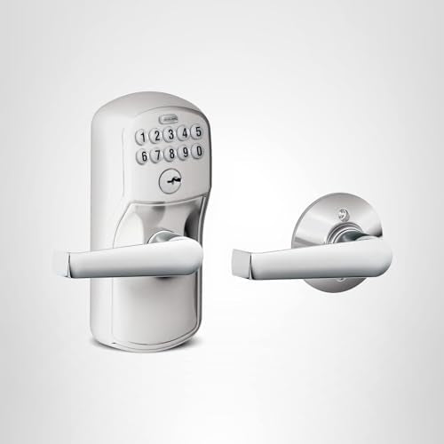 SCHLAGE FE575 PLY 626 ELA Plymouth Keypad Entry with Auto-Lock and Elan Levers, Brushed Chrome