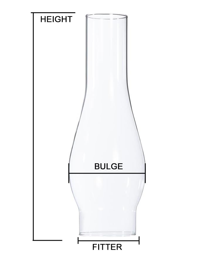 B&P Lamp® 2 5/8 Inch by 8 1/2 Inch Clear Glass Lamp Chimney with 3 5/8 Inch Outside Diameter Bulge for Vintage and Antique Style Globes