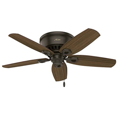 Hunter 42" Indoor Ceiling Fan with LED Light, 5-Blade Bronze, Pull Chain, Low Profile, Bedroom/Living/Kitchen, No Remote