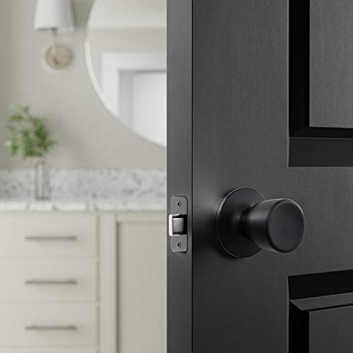 Amazon Basics Tulip Door Knob, Passage, Matte Black