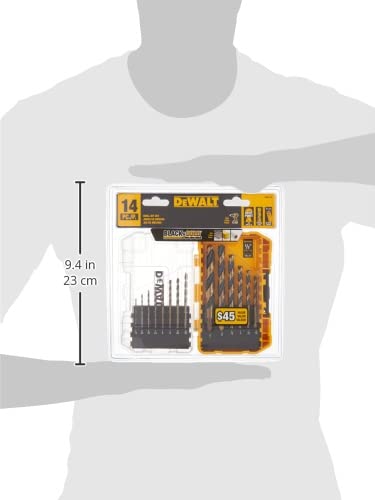DEWALT Drill Bit Set, 3-Flats Shank,14-Piece, 135 Degree Split Point, for Plastic, Wood and Metal (DWA1184)