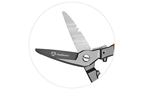 Southwire ESP-1 Electrician Scissors DataComm Snips – Serrated Blade, Built-in Notches, Textured Grip, Precise Control, Durable