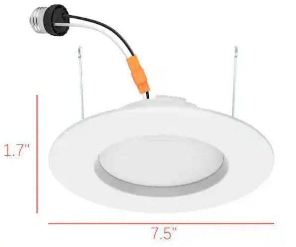 Commercial Electric 5/6 in. Matte White Integrated LED Recessed Trim 5-Ways Color Changing with Switch