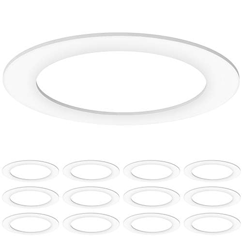 **Sunco 12-Pack Goof Rings for 6" Recessed Lights, White Flush Mount Trim Ring Covers, Paintable Matte Finish (8.6" OD, 6.2" ID)**