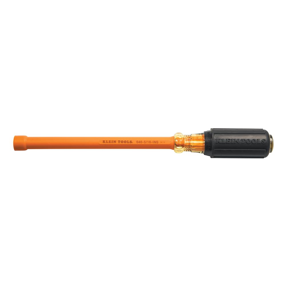 Klein Tools 646516INS 5/16-Inch Insulated Cushion Grip Nut Driver, Made in USA, 6-Inch Shank