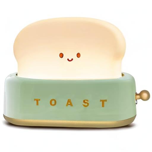 QANYI Toaster Lamp – Cute Smile Toast Night Light, Rechargeable Small Lamp for Bedroom, Desk, Living Room, Dining, Gift Decor