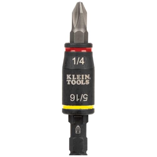 Klein Tools 32767 Impact Driver, SAE 3-in-1 Impact Socket and Bit Holder, Flip Socket with 1/4-Inch and 5/16-Inch Hex Drivers, 5-Inch Length
