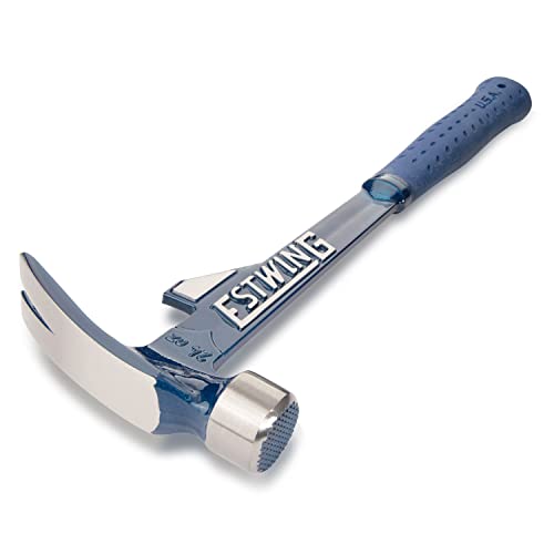 ESTWING Hammertooth Hammer - 24 oz Long Handle Straight Rip Claw with Milled Face & Shock Reduction Grip - E6-24TM