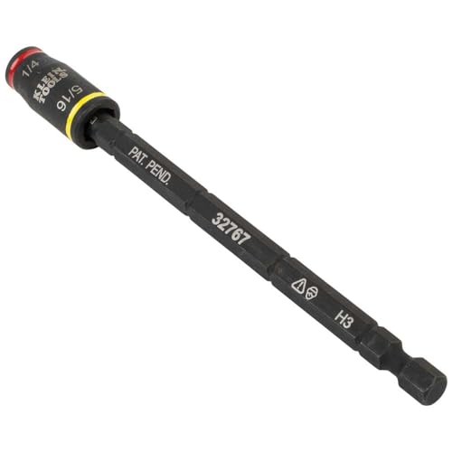 Klein Tools 32767 Impact Driver, SAE 3-in-1 Impact Socket and Bit Holder, Flip Socket with 1/4-Inch and 5/16-Inch Hex Drivers, 5-Inch Length