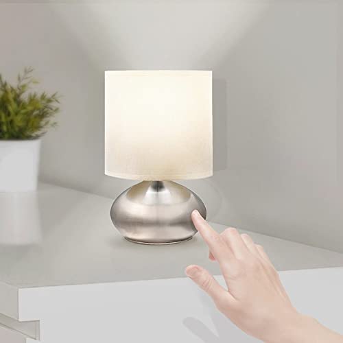 Catalina Caden Mini Touch Reading Lamps Set of 2 – Silver Accent Desk/Nightstand Lights for Bedroom, Dorm or Office, 9.25", LED Bulb Not Included