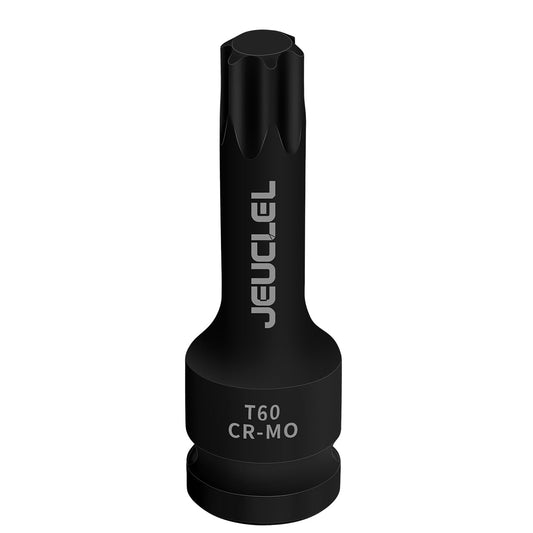 JEUCLEL T60 Torx Bit Socket 1/2" Drive, 3" Cr-Mo Steel 6-Point Impact Bit, Screwdriver Adapter for Electric Ratchet & Hand Tools