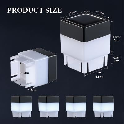 TERBBU Solar LED Fence Post Cap Light 2x2 Inch (5x5cm) - for Wrought Iron, Aluminum & Garden Fences, Waterproof Outdoor Solar Lights(White Light) (12)