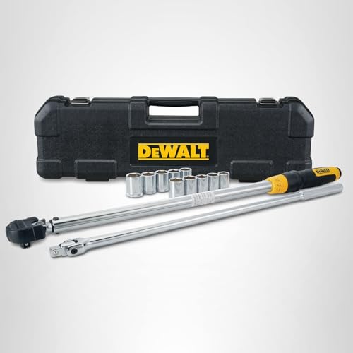 DEWALT Torque Wrench Tool Set, Tire Change Kit, 50-250 FT-LB, 12 Piece with Storage Case (DWMT45012)