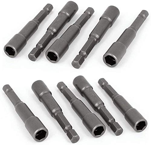 10pcs Bestgle 1/4'' Hex Shank Magnetic Power Nut Driver Bit Sets, Quick Change Socket Nut Impact Driver Adapter Imperial Size 1/4"