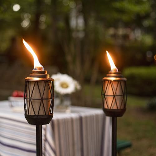 TIKI BiteFighter 64" Outdoor Metal Torch – Mosquito-Repellent Patio, Lawn & Garden Lighting, Bronze/Black with Wick & Snuffer