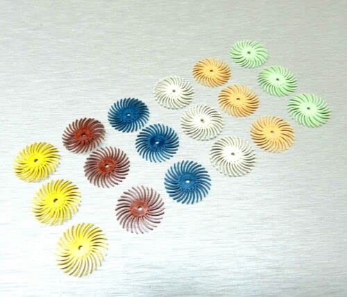 3m Radial Bristle Disc 3/4" Diameter Brush Assortment 19 PCS Set 6 Different Grits and Mandrel by JTS Made in USA