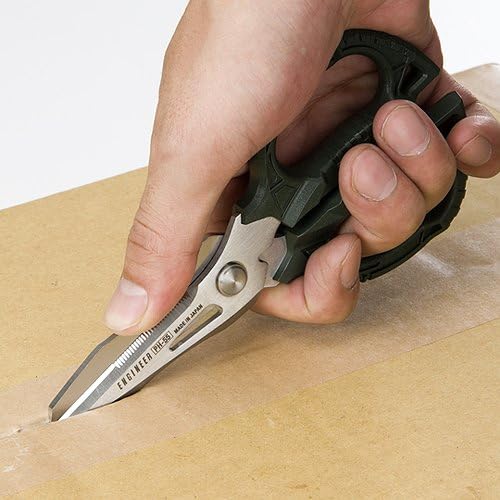 ENGINEER PH-55 Multi-Function 160mm Scissors for Electricians, 4-in-1 Combi Blade – Cuts Carpet, Leather, Wire, Rope & More, Japan