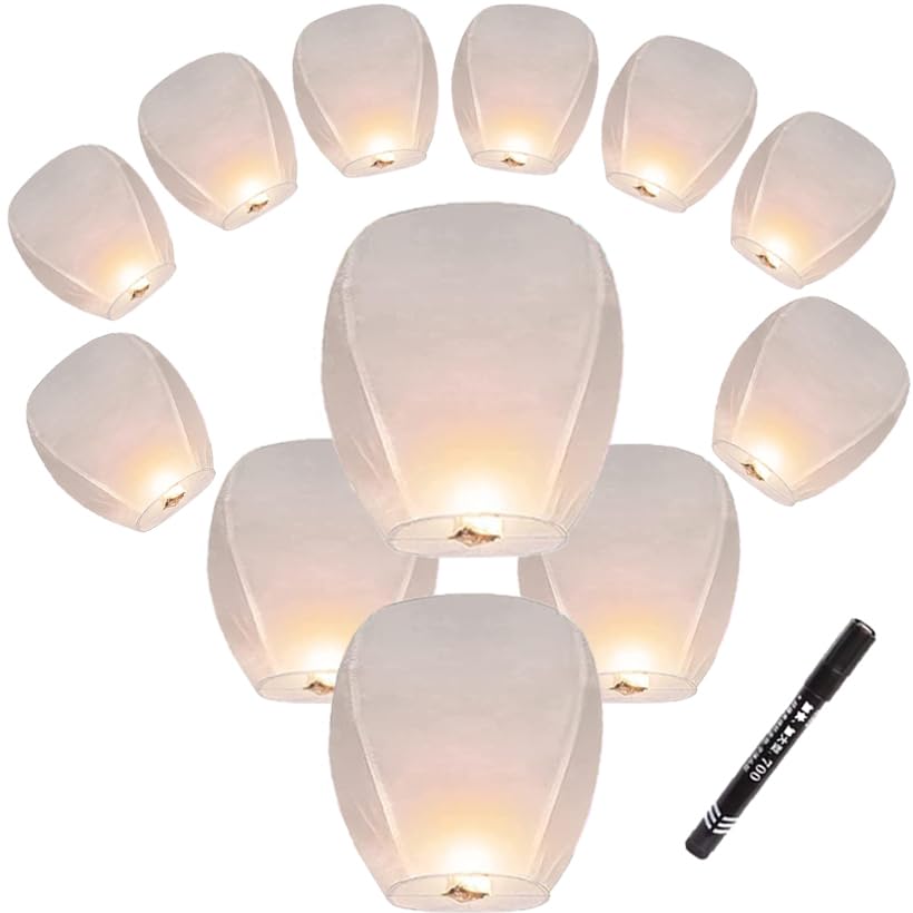 11-Pack White Paper Lanterns with Instructions & Marker Pen, Easy to Write & Draw, DIY Decorative Lanterns for Parties & Events