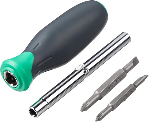 Amazon Basics 6-in-1 Multi-Bit Screwdriver/Nut Driver, Multicolor(Silver, Northern Glow Green, Grey)