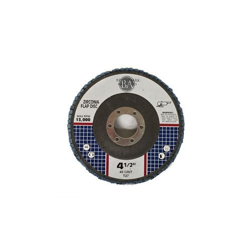 Benchmark Abrasives 4.5" x 7/8" Zirconia T27 Flat Flap Discs, 40 Grit, 10-Pack, Angle Grinder Sanding & Finishing Wheels